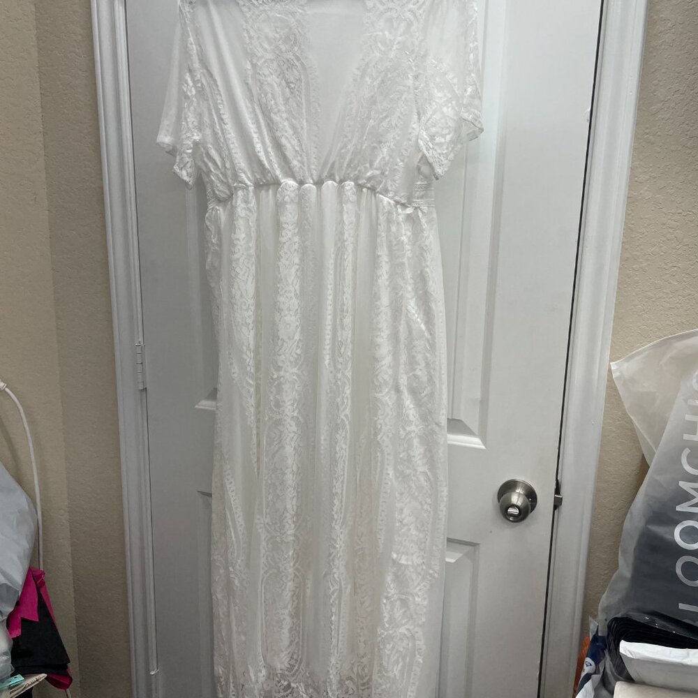 NWT Bloomchic Dress White Lace Midi Dress Size Medium 10 - Picture 4 of 11